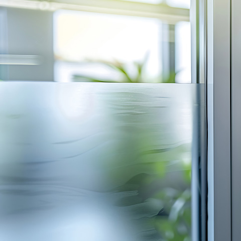 a textured film on an office divider window